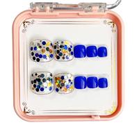 1 set Press-On Toenail Short Square Toe French Square Tips Fashion Toe per una facile applicazione e rimozione