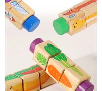 1 Set Puzzle rotante in legno per bambini e bambini piccoli, blocchi di costruzione cognitivi a 6 lati per il riconoscimento degli animali, giocattoli educativi per bambini, regalo di illuminazione pe