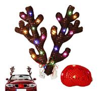 1 Set Renna Auto Decorazione Natalizia, Auto Natale Renna Corna E Naso Rosso Set, Rudolph Renna Corna Sticke Con Luci LED, Holiday Elk Corna E Naso Per Auto SUV Van Truck Holiday Decor
