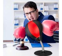 1 Set Sacco da boxe da scrivania ad alta resistenza con pompa ad aria e base a ventosa - Pelle sintetica nera, sacco da boxe per ufficio, casa e sollievo dallo stress quotidiano, adatto per installazi