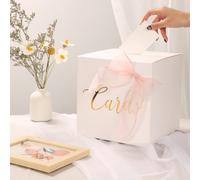 1 set Scatola di cartoncino bianco con 1 pezzo Fiocco in nastro a forma di farfalla, Portasoldi per matrimoni, Decorazioni per baby shower, Anniversari, Compleanni, Feste, Rivelazione del sesso del ba