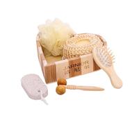 1 Set Set Da Bagno Per Il Bagno Spugna Per La Pulizia Del Corpo Cuscinetti Esfolianti Per Il Viso Spugna Per Salviette Di Luffa Spugne Per Doccia Pettine Sposa Croccante Di Legno