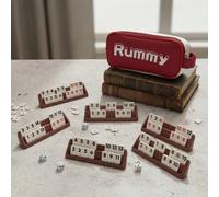 1 Set, Set Rummy, Gioco Rummy da Viaggio con Borsa in Tela, Gioco Rummy Classico per la Famiglia, 106 Tessere, 4 Rastrelliere da Gioco, 1 Dado (2-4 Giocatori) 1 pz/colore casualeOxford