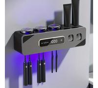 1 Set Spazzolino Elettrico UV Automatico Sterilizzatore Supporto con Tazza di Risciacquo e Dispenser di Dentifricio, Supporto per Spazzolino da Denti Montato a Parete con Asciugatura ad Aria Calda e S