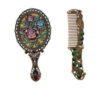 1 Set Specchio Con Maniglia Specchio Da Viaggio Specchio Armadietto Decorativo Antico Specchio Tenuto In Mano Pettini Per Le Donne Specchio Per Il Trucco Ovale Piccolo Specchio