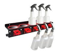 1 Set Spray Bottle Holder with 5 Holes and 5 Plastic Hanging Hooks Wall Mount Can Holder Auto Cleaning Detailing Tools Storage Rack Organizer Aerosol, Black