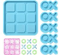 1 set Stampo in silicone per gioco tris in resina con 5 pezzi di stampo per pedine degli scacchi, stampo in silicone per gioco degli scacchi a scacchiera XO, gioco da tavolo fai-da-te Tagli UnicaSilic