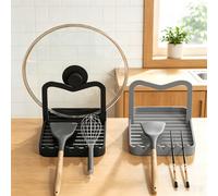 1 Set Supporto per coperchi di pentole a forma di orecchie di gatto, Supporto per cucchiai, Per mestoli e pinze, Mantiene il piano di lavoro asciutto e impedisce le gocce d'acqua sul tavolo. Accessori