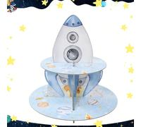 1 Set Supporto per torta a forma di razzo, alzata a 3 piani per cupcake e dolci, decorazioni a tema galattico per feste, reggitorta per compleanni e baby shower, decorazioni per torte da cucina e fest