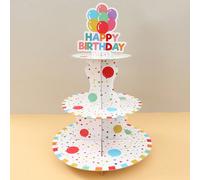1 Set Supporto per torta su supporto a palloncini colorati a pois, Alzata per cupcake a 3 ripiani, Supporto per torta e dolci per feste a tema compleanno, festa di nascità, matrimonio, Decorazioni per