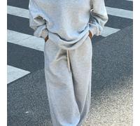 1 Set Taglia Plus Felpa con cappuccio Monospalla Larga e Pantaloni della Tuta in Pile, Adatto per Autunno e Inverno 0XL,1XL,2XL,3XL,4XL,5XLColore unicoTessuto in maglia