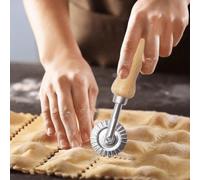 1 Set: Tagliapasta (Manico in legno), Mattarello, Rotella per pizza, Pressa per pasta con rotella per ravioli, Utensili da cucina multifunzionali - Coltelli per pasta e pizza in lega di zinco, Stampo