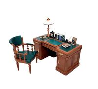 1 Set Tavolo da Scrittura e Sedia in Stile Vittoriano Intagliato a Mano in Legno Modello 1:12 Kit Scrivania in Miniatura per la Visualizzazione della Casa delle Bambole