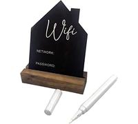 1 set tavolo WiFi segno di visualizzazione informazioni lavagna stile WiFi password segno con base in legno alimentazione nero