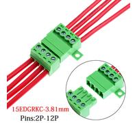 1 Set Tipo di aggancio senza saldatura 15EDG 3.81MM Morsettiera a vite Connettore PCB tipo plug-in 15EDGRKC 3.81 Morsettiera verde