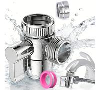 1 Set Valvola di Deviazione in Acciaio Inossidabile a 3 Vie | Valvola di Deviazione, Nastro, Guarnizione, Adattatore - Da 1/4 a Rilascio Rapido M22/M24 Interfaccia Universale | Per Lavello da Cucina &