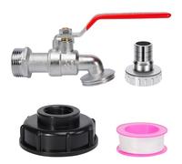 1 SetRubinetto di Scarico IBCRubinetto Cisterna 1000 Litri Rubinetto per Serbatoio Aaccessori 3/4 Pollici, Adattatore IBC Rubinetto per Serbatoio IBC 1000L, con Adattatore S60x6