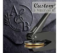 1 Sigillo personalizzato con iniziale per biblioteca, timbro per libri portatile, sigillo in rilievo per matrimonio in nero, design Forever Love, regalo personalizzato per amanti dei libri Lega di ram