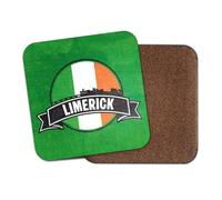 1 sottobicchiere quadrato Limerick, bandiera irlandese della città irlandese, viaggi, vacanze, geografia, cucina, famiglia, bevande, #83169