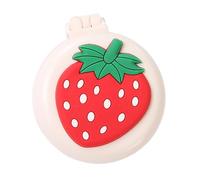 1 spazzola per capelli da viaggio con mini specchio, portatile, pieghevole, rotonda, massaggiante, per ragazze e donne, cura dei capelli alla fragola