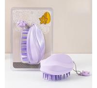 1 spazzola per capelli in silicone per massaggio del cuoio capelluto, pettine portatile da viaggio con catena per appenderlo, spazzola per la pulizia del cuoio capelluto. (viola)
