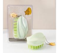 1 spazzola per capelli in silicone per massaggio del cuoio capelluto, pettine portatile da viaggio con catena per appenderlo, spazzola per la pulizia del cuoio capelluto. (verde)