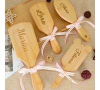 1 Spazzola per capelli personalizzata, spazzola districante a paletta, pettine in bambù/legno con cuscinetto ad aria, pettine a paletta in bambù/legno naturale inciso al laser, adatto per donne e uomi