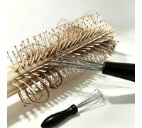 1 spazzola per la pulizia dei pettini, manico in plastica con setole metalliche, impugnatura ergonomica, rimuove i residui di capelli dai pettini, per salone, casa, viaggi, colore nero