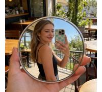 1 specchio convesso portatile, specchio grandangolare per selfie e trucco | Specchio da viaggio portatile con bordo in metallo, design leggero, ideale per l'applicazione del trucco