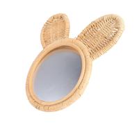 1 specchio per trucco in rattan in stile europeo, specchio decorativo a forma