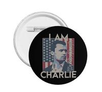 1 spilla commemorativa "Io sono Charlie Kirk" con scritta "Riposa in pace" e bottone rotondo "Charlie Kirk", decorazione per petto.