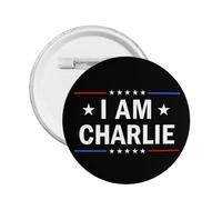 1 spilla commemorativa "Io sono Charlie Kirk" con scritta "Riposa in pace" e bottone rotondo "Charlie Kirk", decorazione per petto.