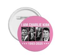 1 spilla commemorativa "Io sono Charlie Kirk" con scritta "Riposa in pace" e bottone rotondo "Charlie Kirk", decorazione per petto.