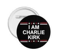 1 spilla commemorativa "Io sono Charlie Kirk" con scritta "Riposa in pace" e bottone rotondo "Charlie Kirk", decorazione per petto.