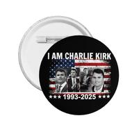 1 spilla commemorativa "Io sono Charlie Kirk" con scritta "Riposa in pace" e bottone rotondo "Charlie Kirk", decorazione per petto.