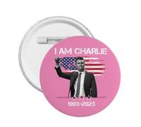 1 spilla commemorativa "Io sono Charlie Kirk" con scritta "Riposa in pace" e bottone rotondo "Charlie Kirk", decorazione per petto.