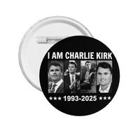 1 spilla commemorativa "Io sono Charlie Kirk" con scritta "Riposa in pace" e bottone rotondo "Charlie Kirk", decorazione per petto.