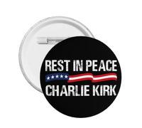 1 spilla commemorativa "Riposa in pace Charlie Kirk" e spilla rotonda con bottone commemorativo dell'eroe Charlie Kirk, decorazione per il petto.
