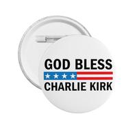 1 spilla con bottone "Dio benedica Charlie Kirk" e spilla rotonda sul petto