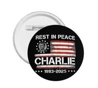 1 spilla con bottone RIP Charlie Kirk, posizione del partito repubblicano e distintivi circolari Charlie, spilla rotonda sul petto, decorazione grande