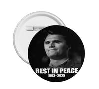 1 spilla decorativa con scritta "Riposa in pace Charlie Kirk", spilla rotonda con stemma circolare, spilla decorativa media