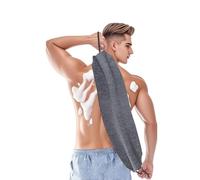 1 spugna esfoliante per la schiena, 50 cm, con manici, per uomini e donne, rondella posteriore su entrambi i lati per pulire a fondo il corpo, grigio scuro