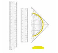 1 squadra, 2 righelli, set da disegno da 3 pezzi, triangolo geometrico trasparente in plastica infrangibile con accessori geometrici, ideale per disegnare, cartografare e modellare