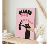 1 stampa da parete con gatto rosa e gatto nero, stampe per amanti dei gatti, stampe per gatte per la casa, il soggiorno e la camera da letto (80 x 120 cm/cornice interna)