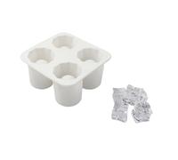 1 stampo for cubetti di ghiaccio in silicone a quattro fori, pressa for, creativo for a forma tazza rotonda(White-1)