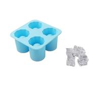 1 stampo for cubetti di ghiaccio in silicone a quattro fori, pressa for, creativo for a forma tazza rotonda(Blue-1)