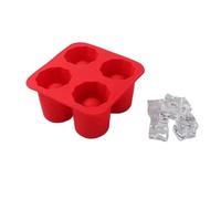 1 stampo for cubetti di ghiaccio in silicone a quattro fori, pressa for, creativo for a forma tazza rotonda(Red-1)