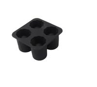 1 stampo for cubetti di ghiaccio in silicone a quattro fori, pressa for, creativo for a forma tazza rotonda(Black -1)