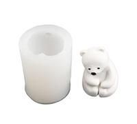 1 stampo in silicone per candele a forma di orso, mini stampo 3D a forma di orso polare per decorazione di torte, fondente fatto a mano, argilla, cioccolato