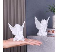 1 Statua creativa in resina di un piccolo angelo bianco, statua di un piccolo angelo addormentato per decorazione da interno ed esterno, scultura d'angolo carina e adorabile per commemorare (Bianco) A